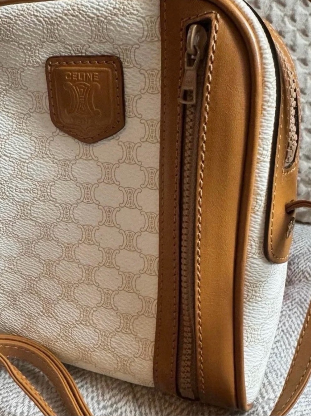Celine Cream and Brown Crossbody Bag